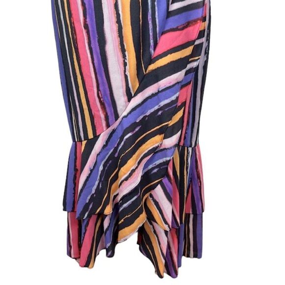 Great Jones Vibrant Orchid Wrap Dress Midi Layered Orange Purple Pink Medium - Picture 3 of 13